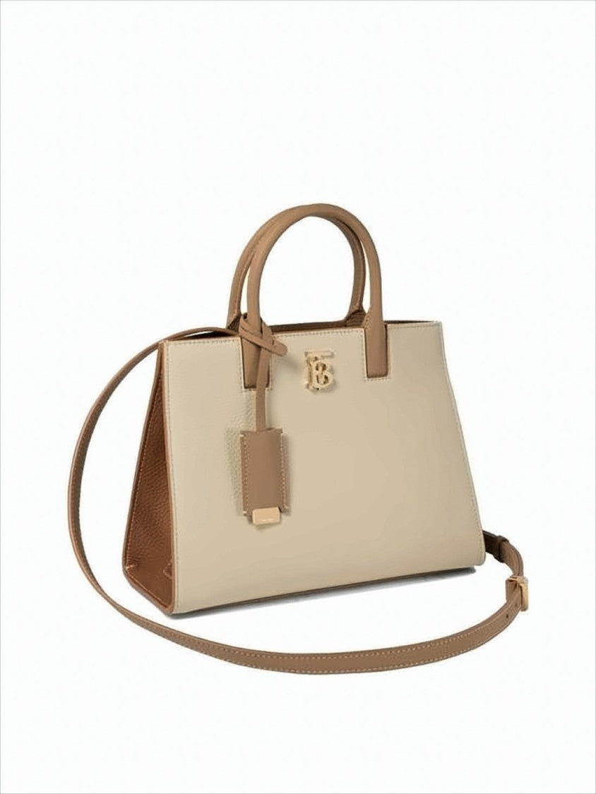 Burberry Structured Textured Leather Tote Bag