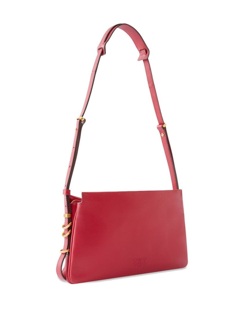 Pinko Calfskin Shoulder Bag In Radiant Red