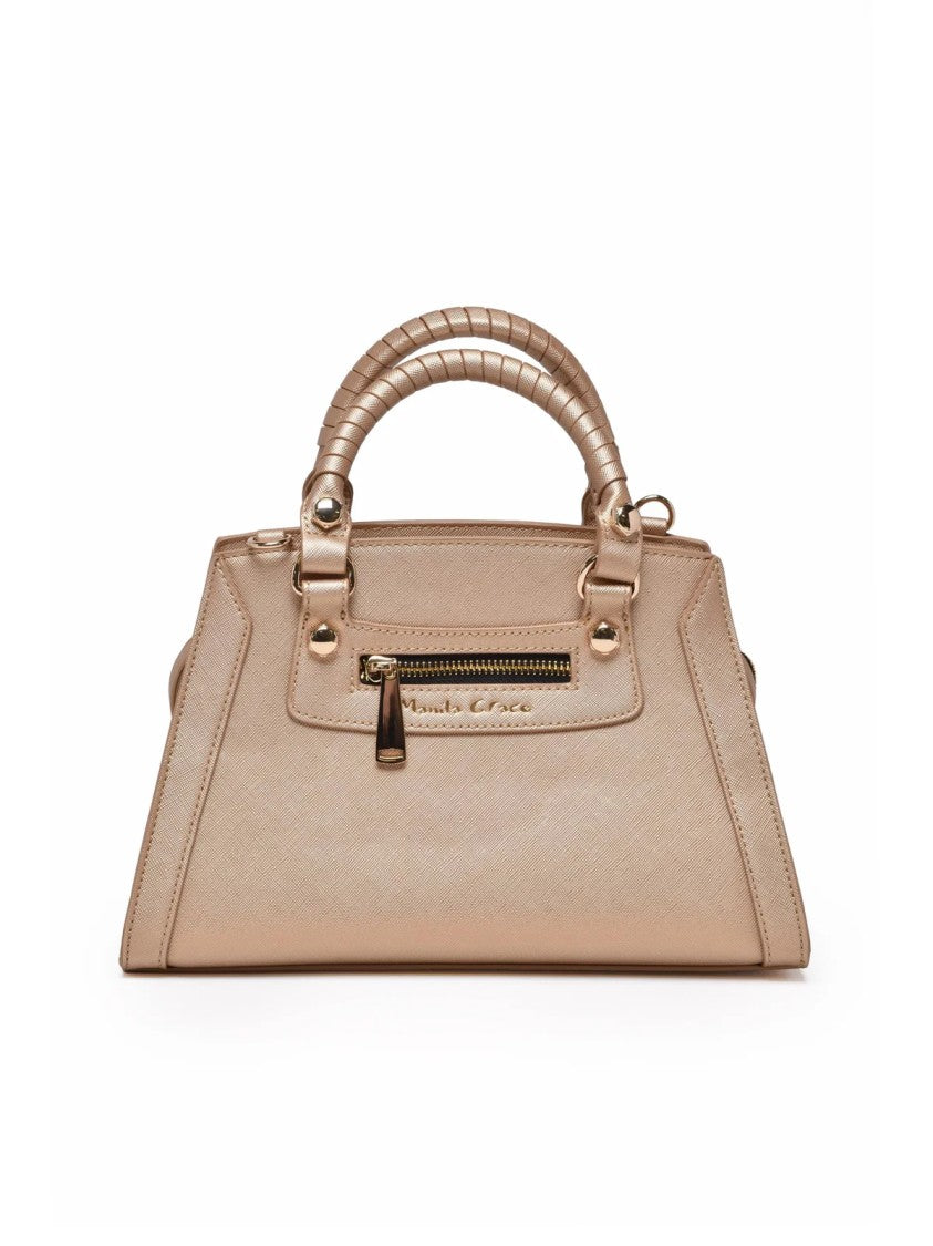 Manila Grace Gold Compact Polyurethane Shoulder Bag