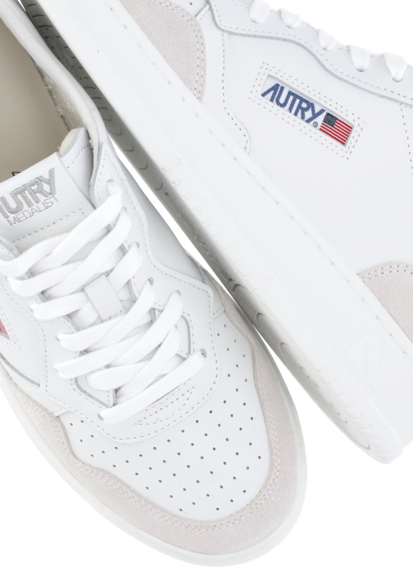 Autry White Suede Inserts Breathable Low-Top Sneakers