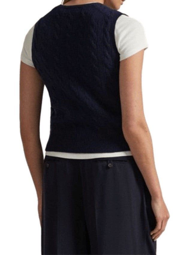 Polo Ralph Lauren Cable Knit Gilet In Luxurious Wool-Cashmere Blend