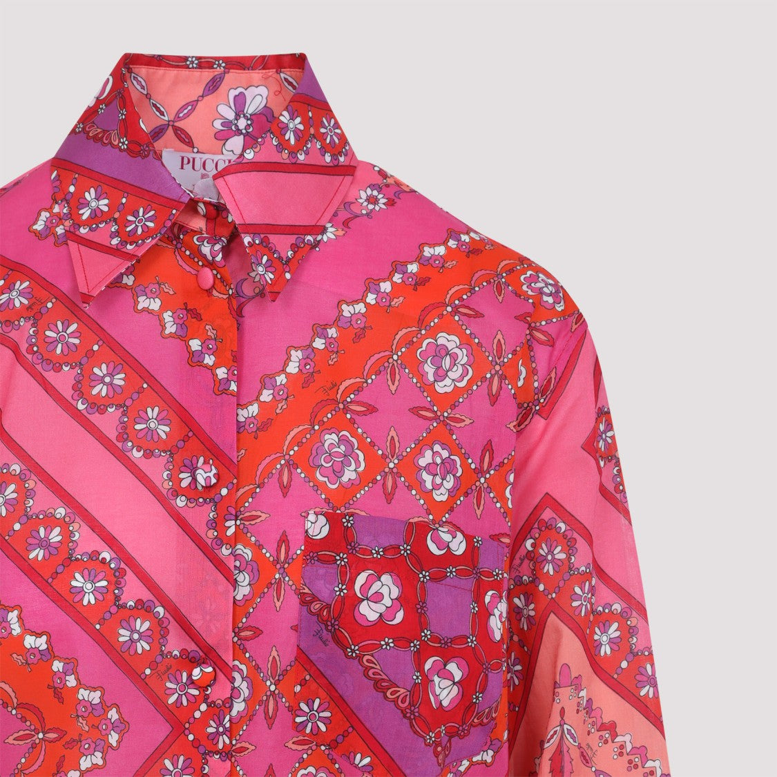 Pucci Floral Print Cotton Shirt With Pointed Collar