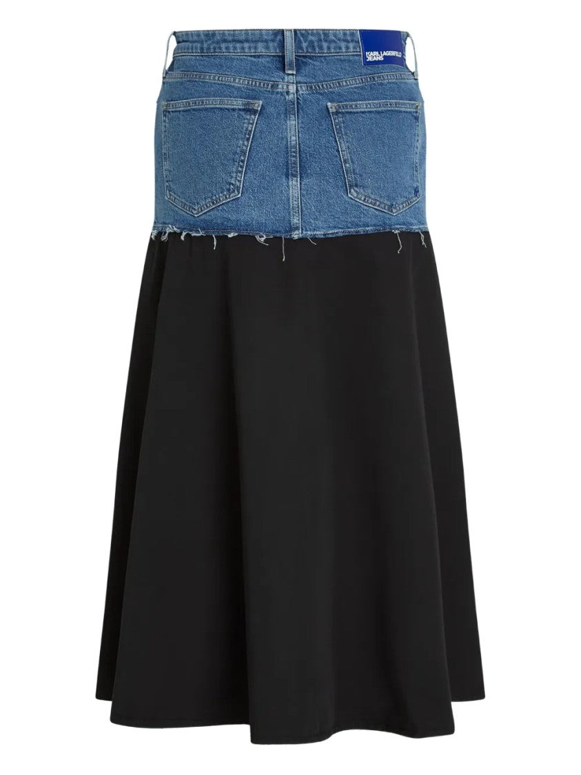 Karl Lagerfeld Midi Skirt With Denim-Effect Waist