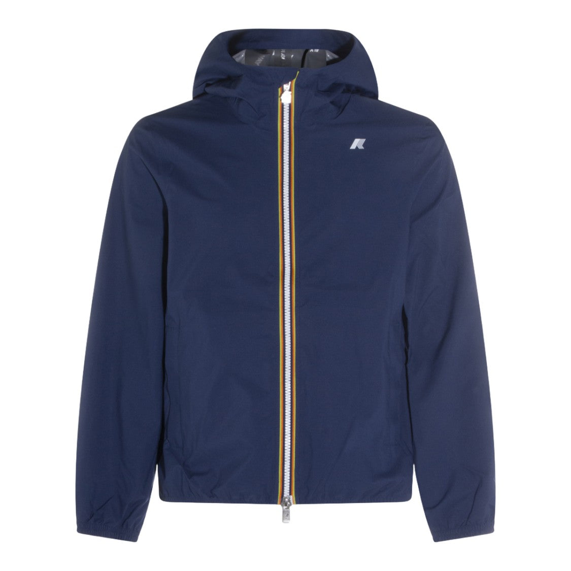 K-Way Blue Jacket With Striped Trim