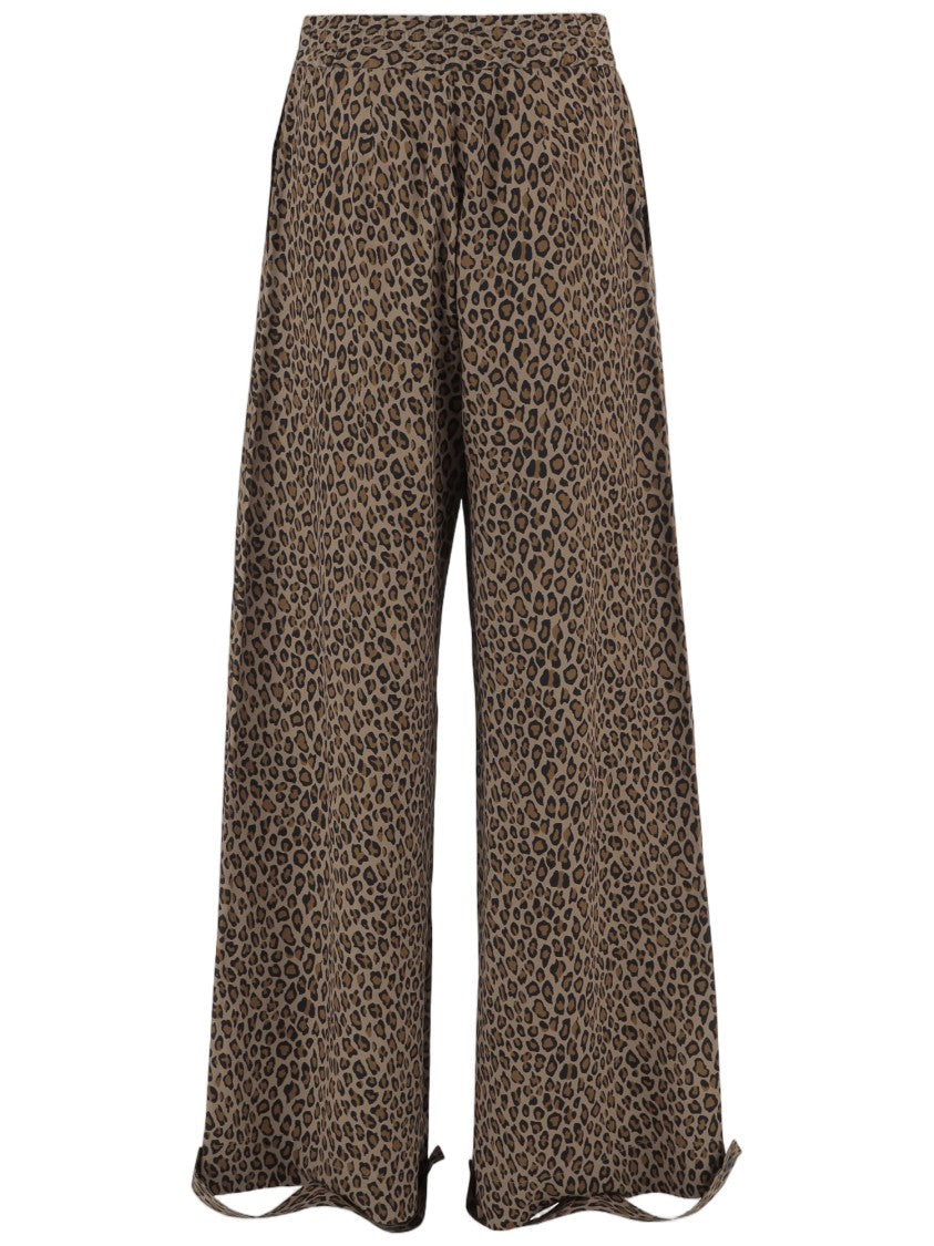 Sa Su Phi Multi Animal Print Cotton-Blend Wide-Leg Pants