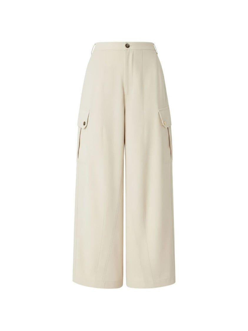 Pinko Cotton Wide-Leg Cropped Pants