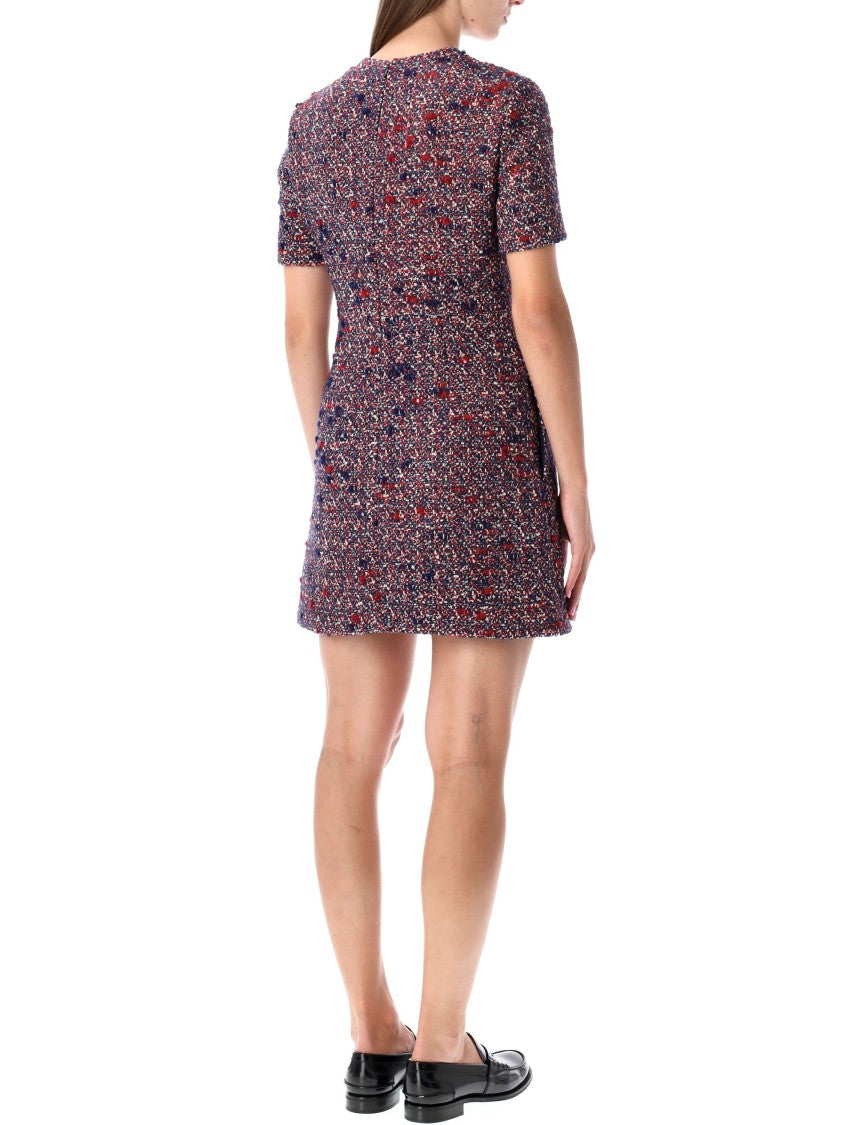 Gucci Mini Dress Tweed Textured Shoulder Dress