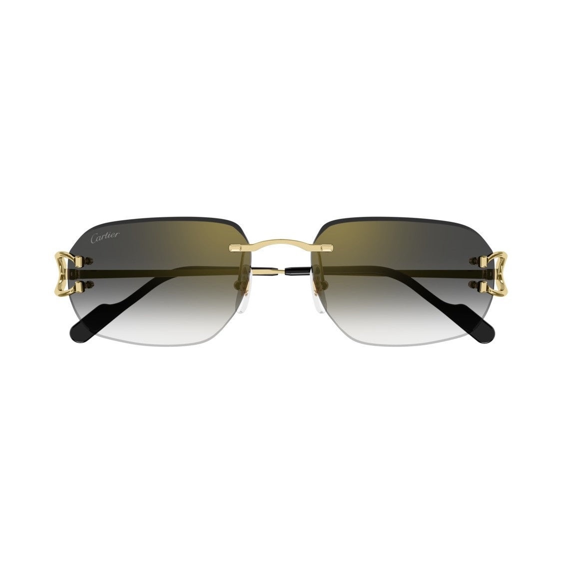 Cartier Rimless Gold Sunglasses With Rectangular Gradient Lenses