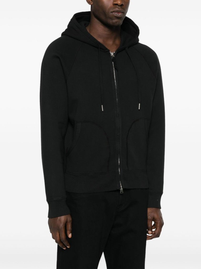 Tom Ford Black Hooded Sweatshirt With Front Zipper