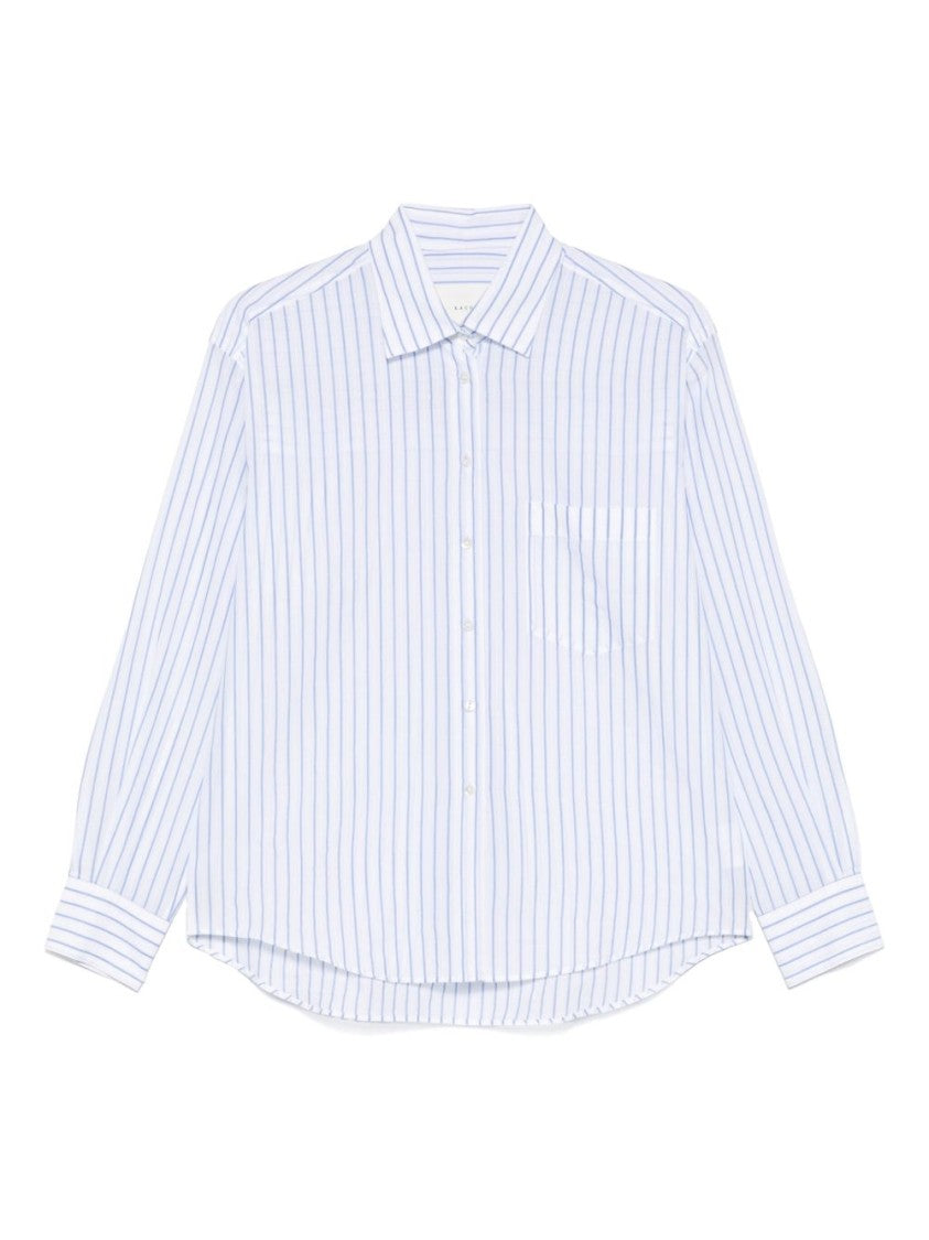 Xacus Classic White Cotton Shirt With Striped Texture
