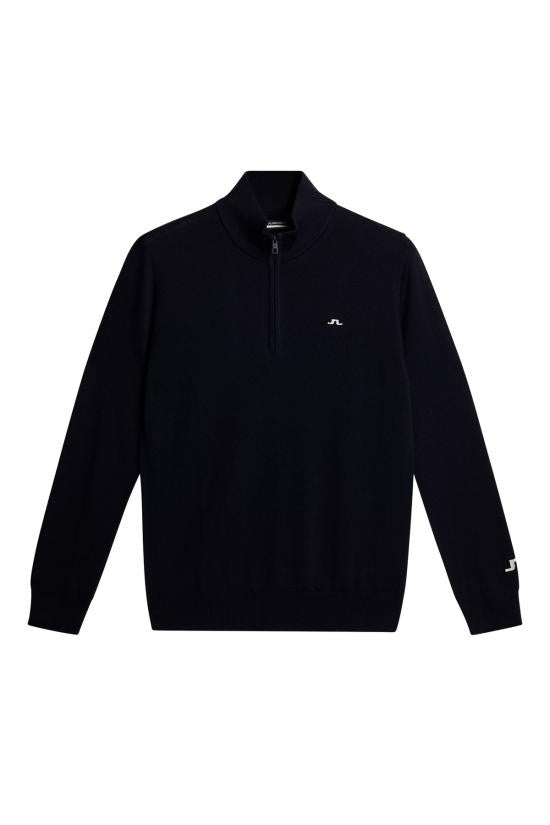J Lindeberg Long-Sleeved Blue Merino Wool Sweater With High Collar