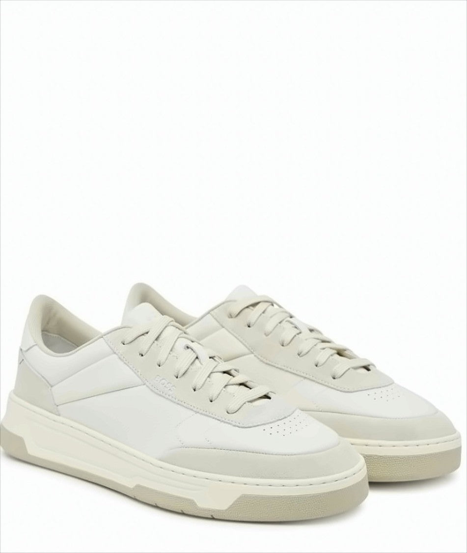 Boss Low-Top Sneakers With Tumbled Leather