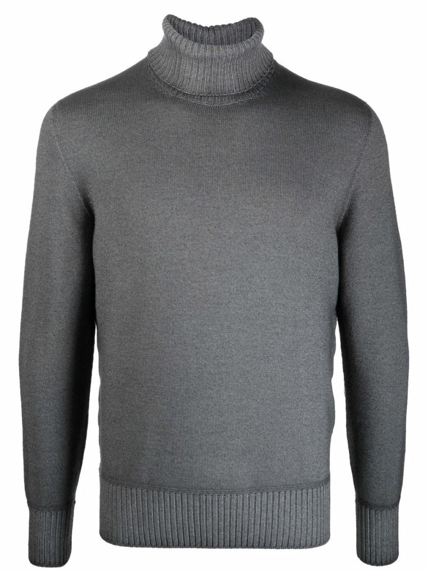 Drumohr Merino Wool Turtleneck Sweater With Ribbed Detailing And Fit