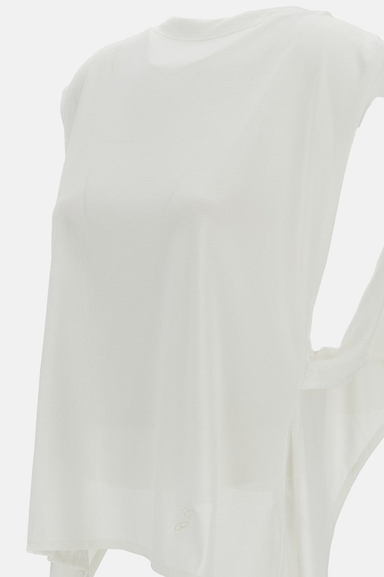 Jacquemus Paper-Effect Jersey Draped Apron Top