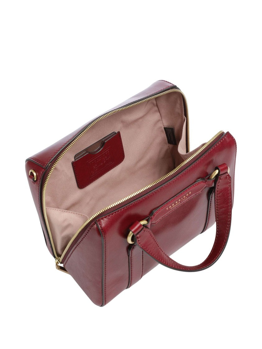 The Bridge Structured Burgundy Shoulder Bag With Gold-Tone Hardware