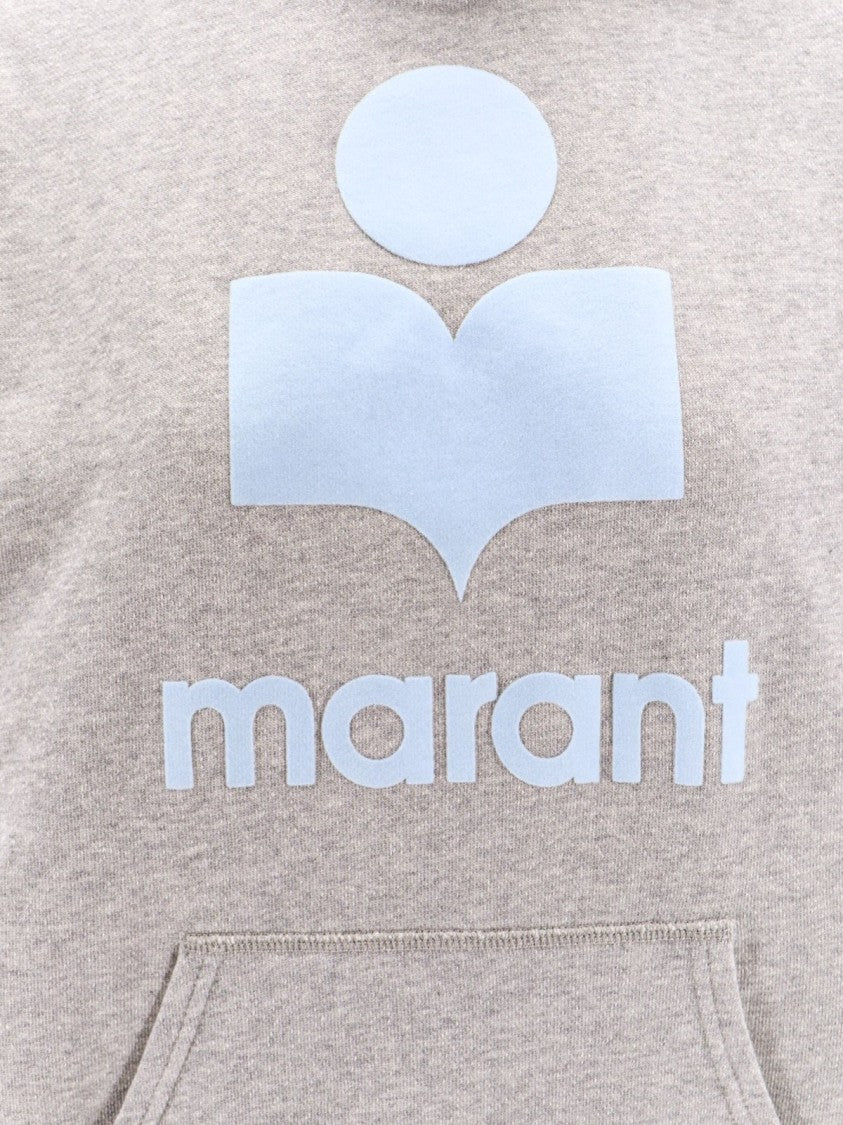 Isabel Marant Heathered Fabric Hoodie With Graphic Logo Detail