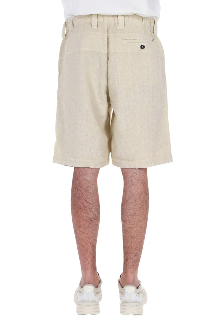 C.P. Company Cream Sak Linen Cargo Shorts
