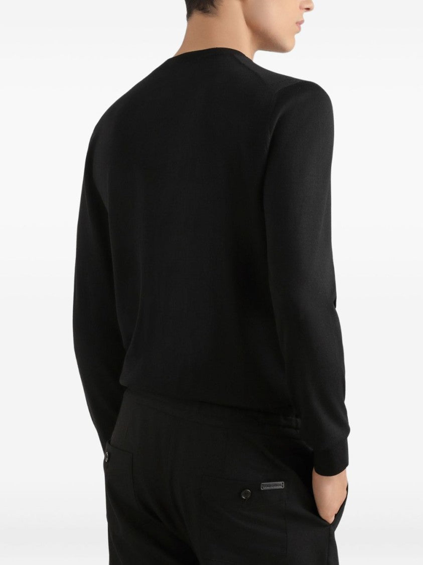 Dolce & Gabbana Refined Black Crew Neck Sweater In Virgin Wool
