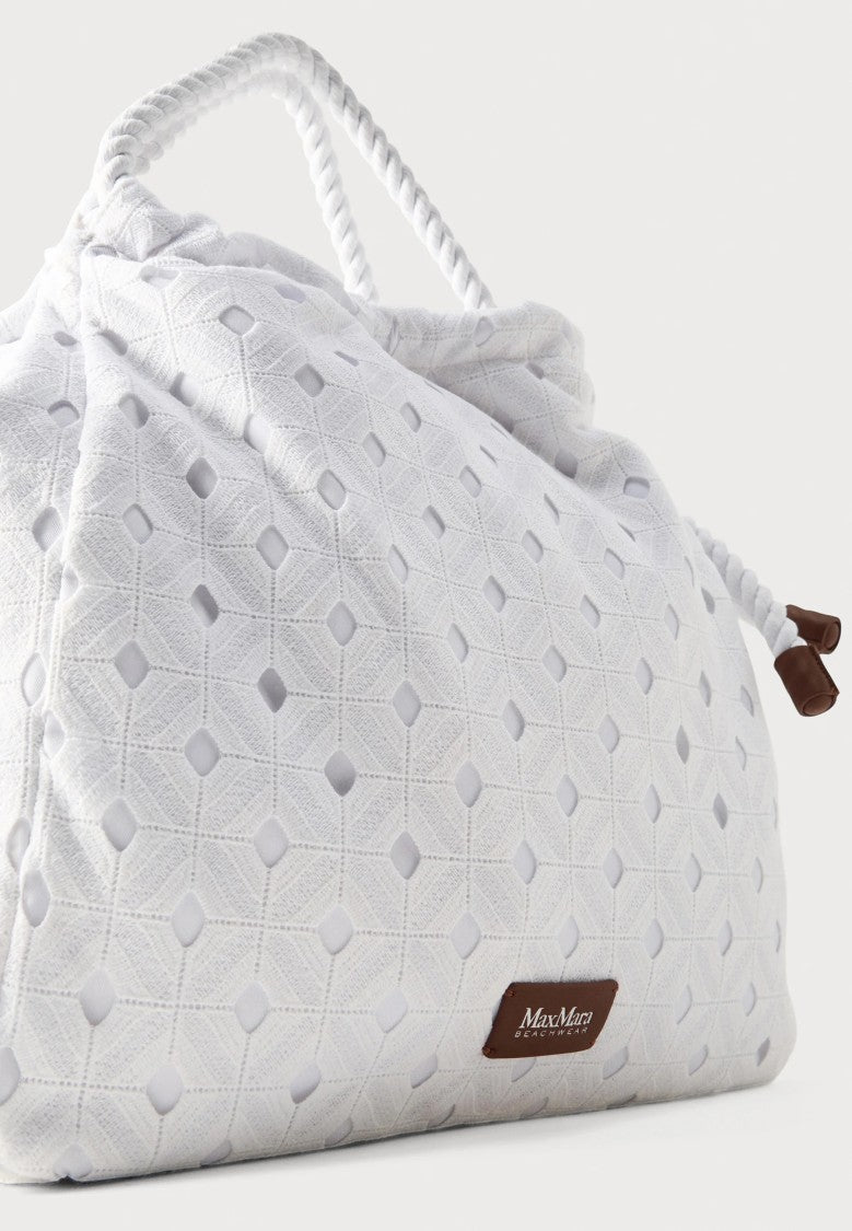 Max Mara White Geometric Tote Bag With Twisted Rope Handles