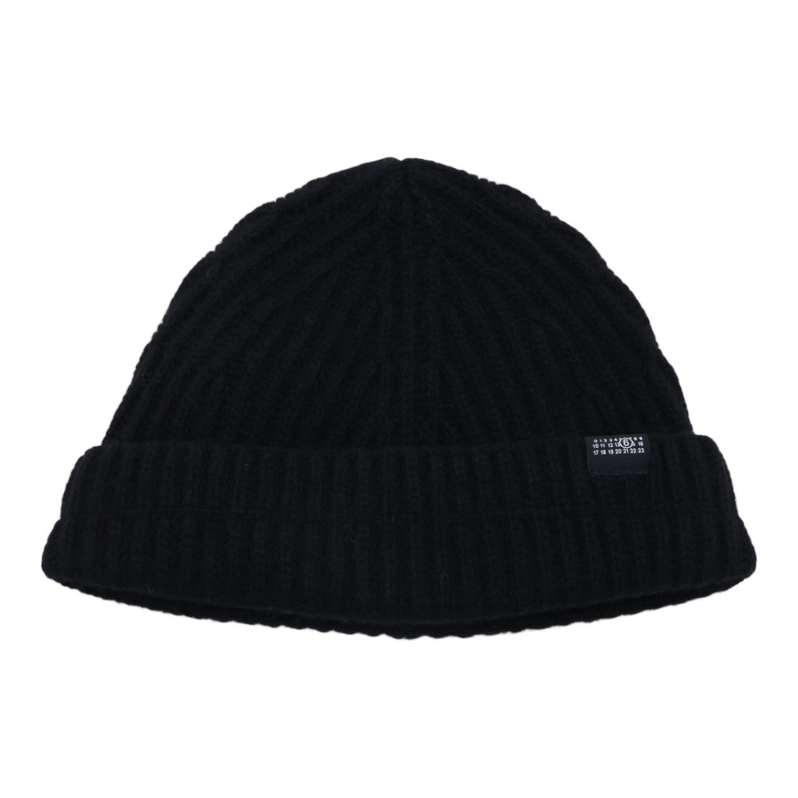 Mm6 By Maison Margiela Ribbed Knit Beanie Hat With Folded Cuff