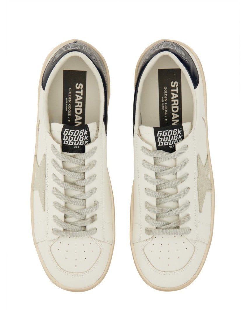 Golden Goose Stardan Low-Top Sneaker With Distressed Off-White Upper And Suede Star Detail