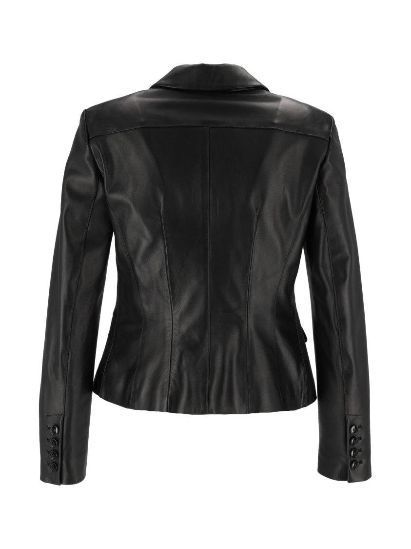 Elisabetta Franchi Black Sheepskin Leather Jacket