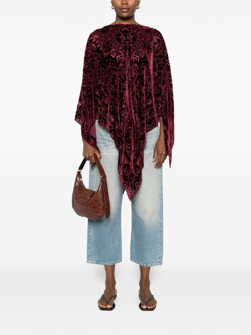 Etro Poncho-Style Bordeaux Coat