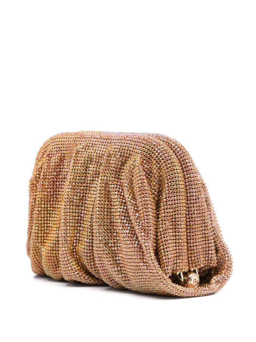 Benedetta Bruzziches Vibrant Sunset Orange Crystal Mesh Clutch