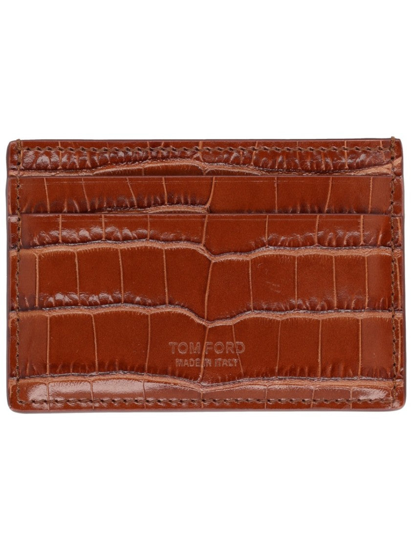 Tom Ford Brown Crocodile Pattern Leather Wallet