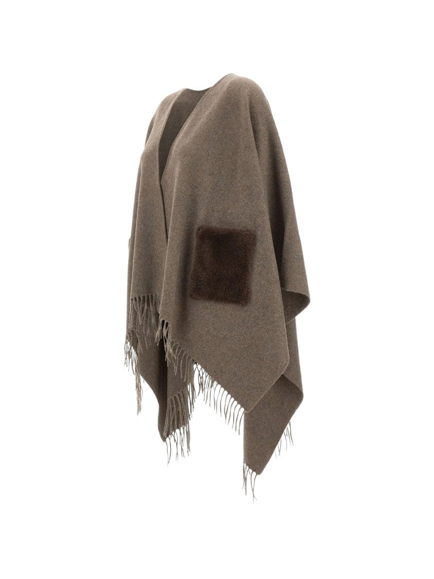 Gran Sasso Mantella Fringed Wool Cape