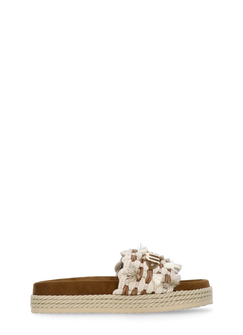 Mou Beige Monoband Woven Band Sandals