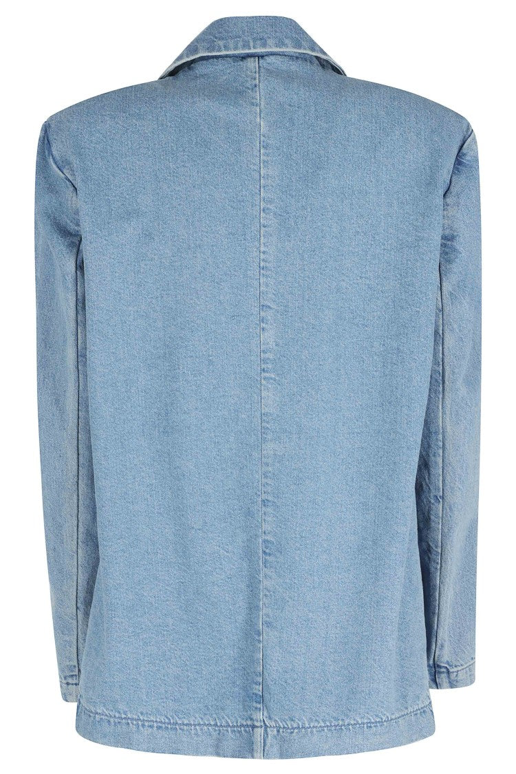 Federica Tosi Denim Open Flap-Pockets Cotton Denim Blazer