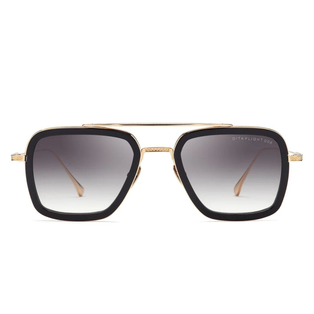 Dita Flight.006 Bold Square Frame Sunglasses With Gold Metal Detailing