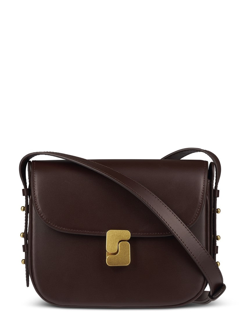 Soeur Structured Brown Mini Shoulder Bag