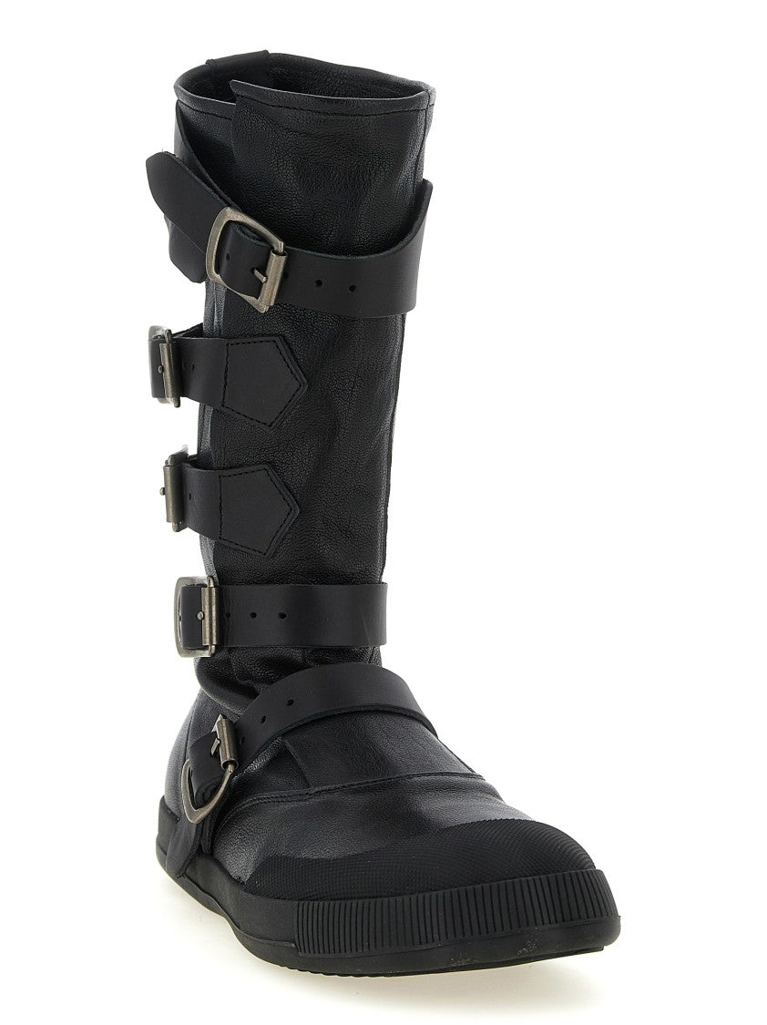 Vivienne Westwood Vegetable Tanned Leather Boots With Zoomorphic Toe And Oversized Buckles