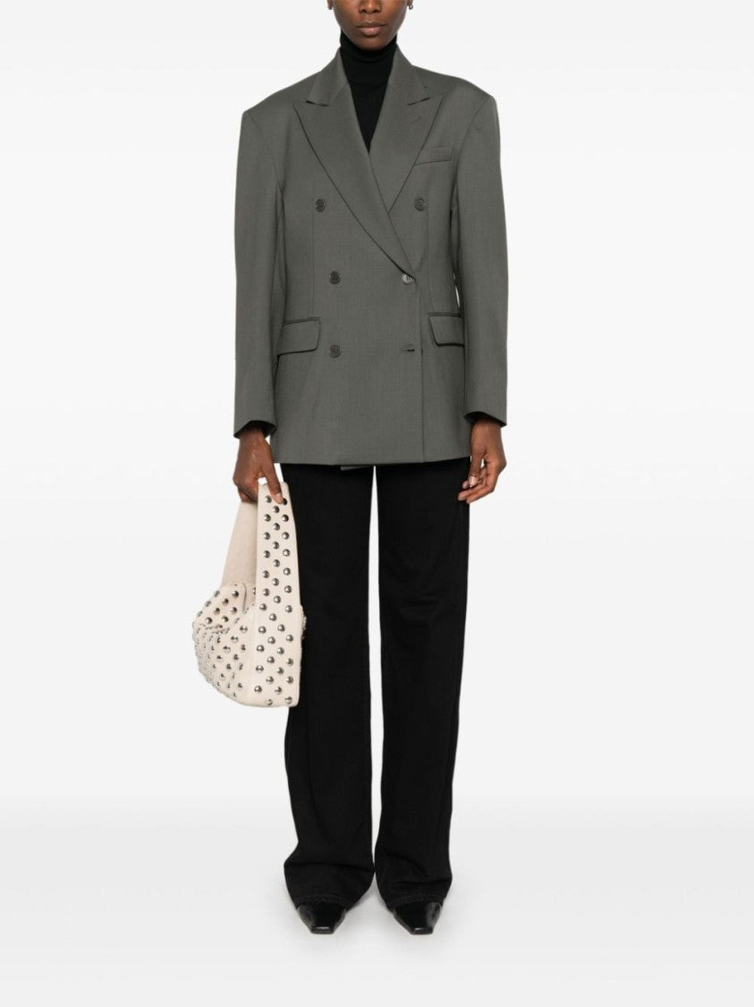 Parosh Ivy Green Virgin Wool Blend Twill Blazer