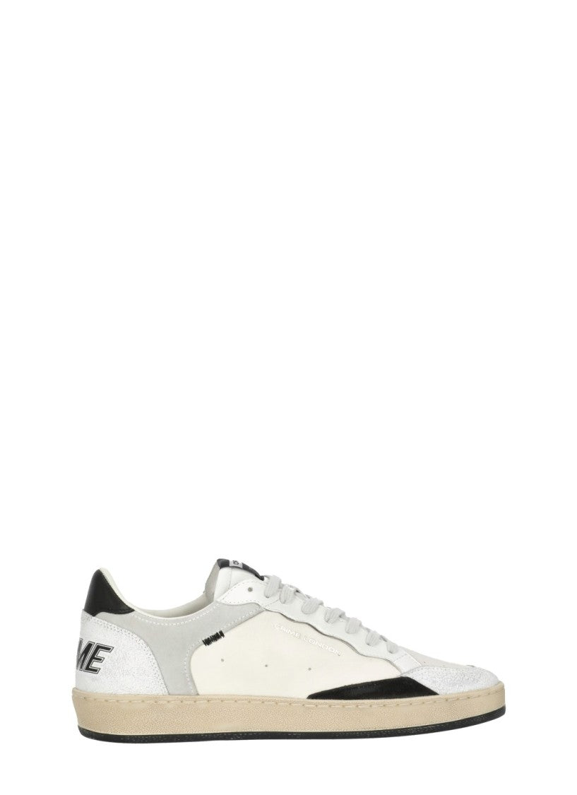 Crime London White Grey Suede Inserts Leather Sneakers