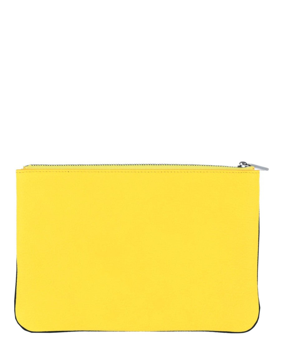 Ferragamo Two-Tone Cutout Leather Pouch With Silver Hardware