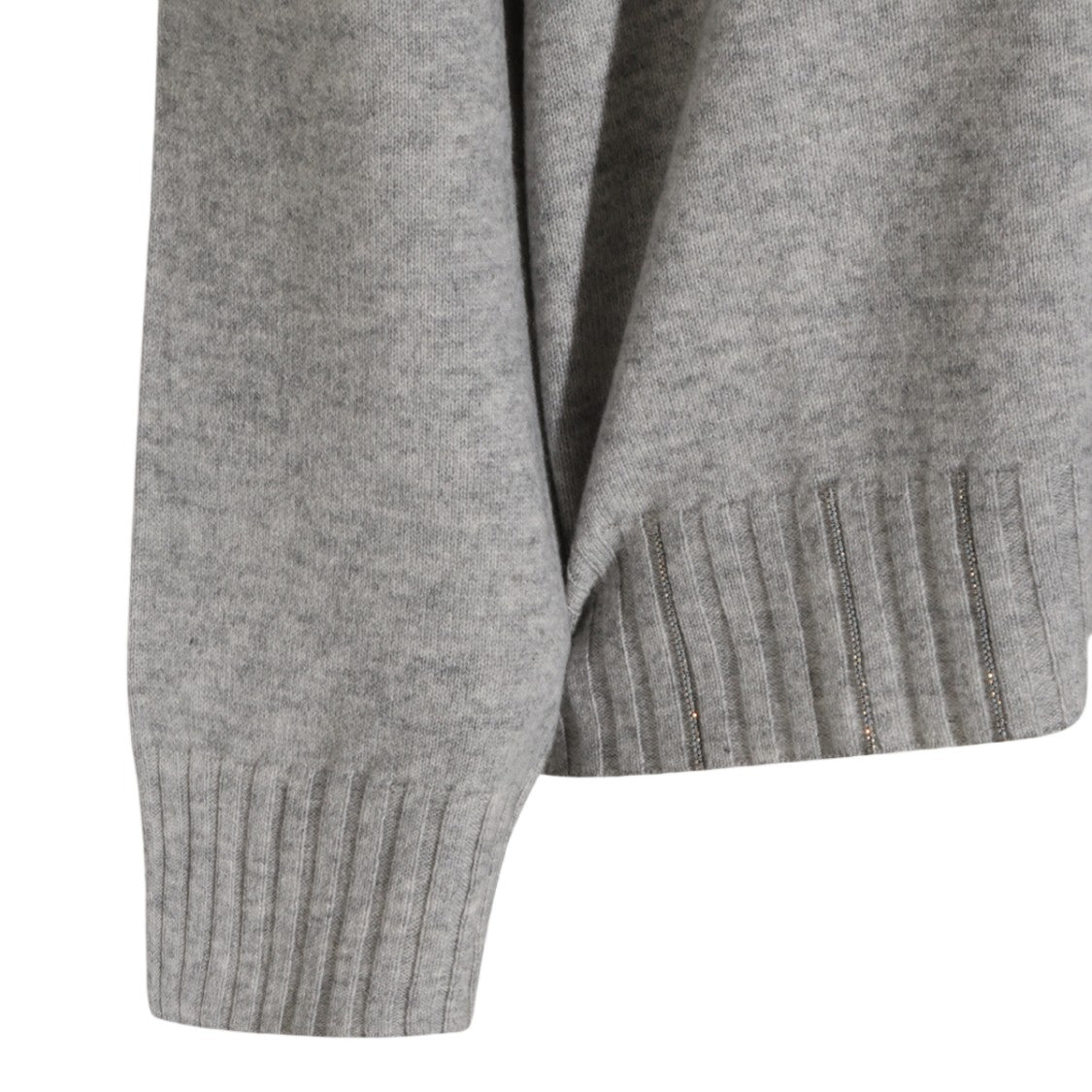 Fabiana Filippi Light Grey Sweater With Classic Crew Neckline And Ribbed Details