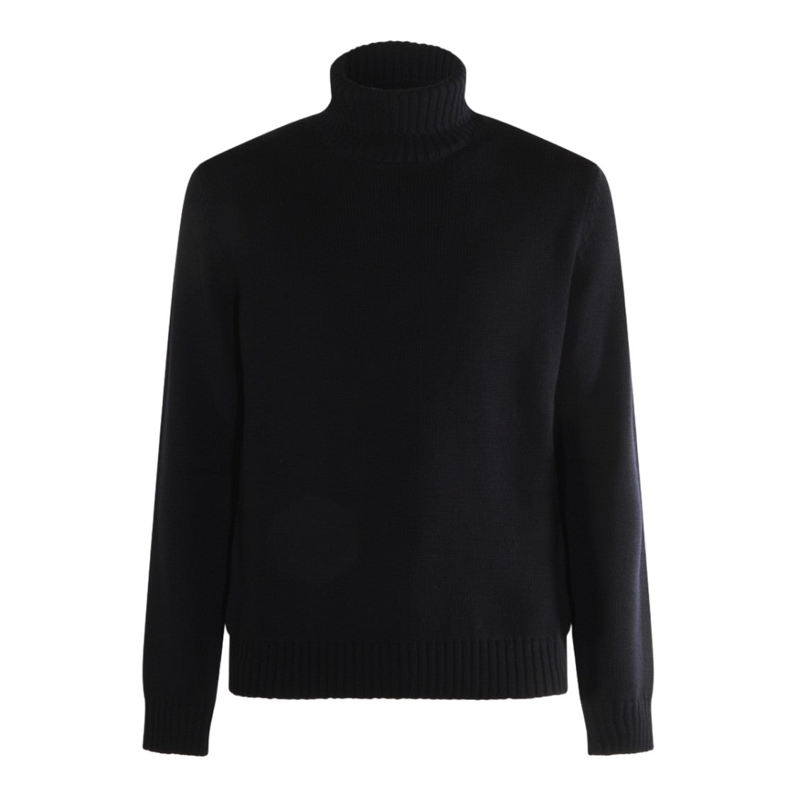 Zanone Black Turtleneck Sweater With Ribbed Detailing