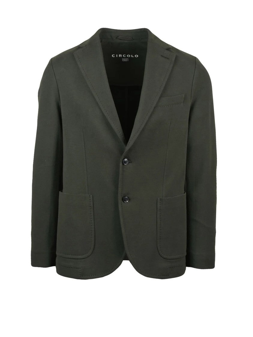 Circolo 1901 Military Green Stretch Cotton Jersey Blazer