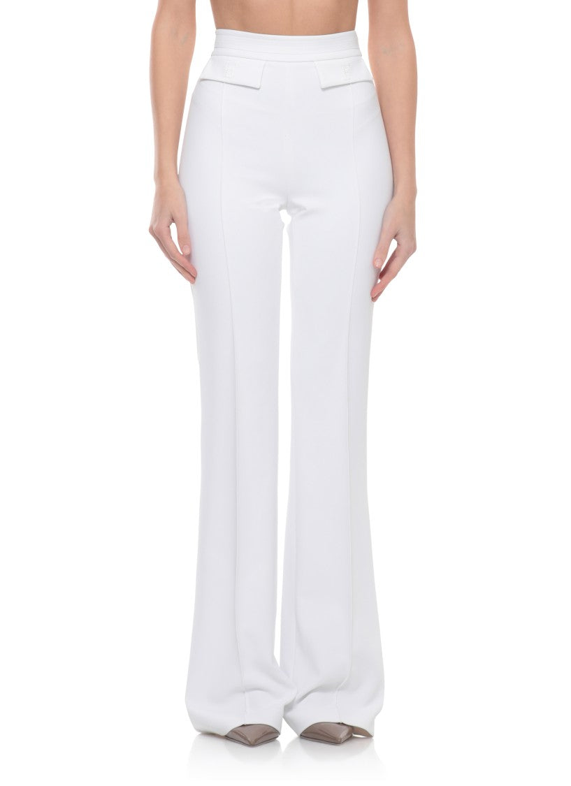 Elisabetta Franchi Ivory Pants With Logoed Pants
