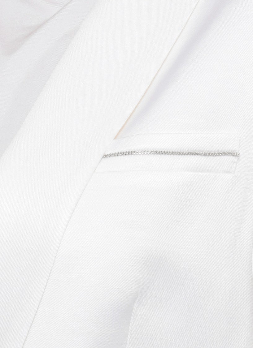Peserico Ivory Viscose Shawl Collar Blazer