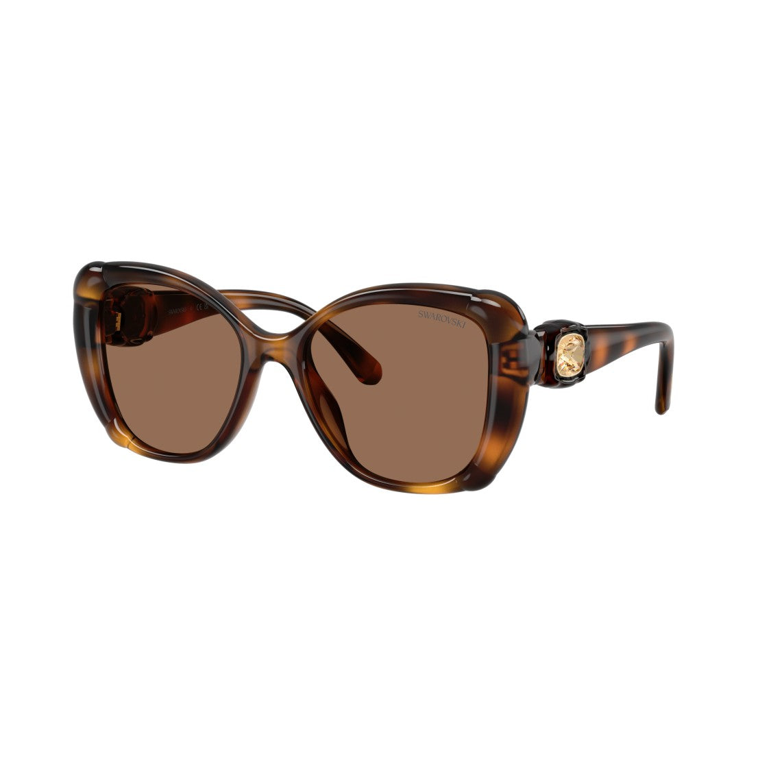 Swarovski 0Sk6051u Oversized Tortoiseshell Sunglasses With Crystal-Embellished Temples