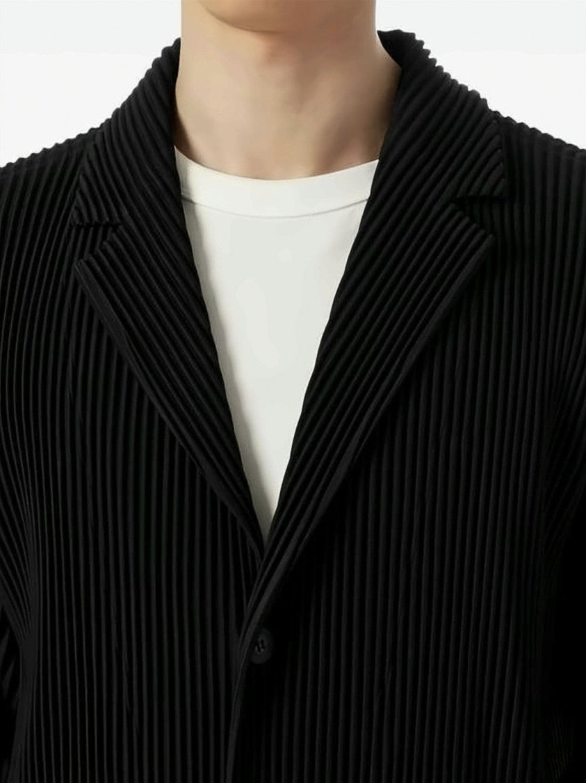 Homme Plissé Issey Miyake Pleated Texture Dom Suit Jacket With Modern Silhouette