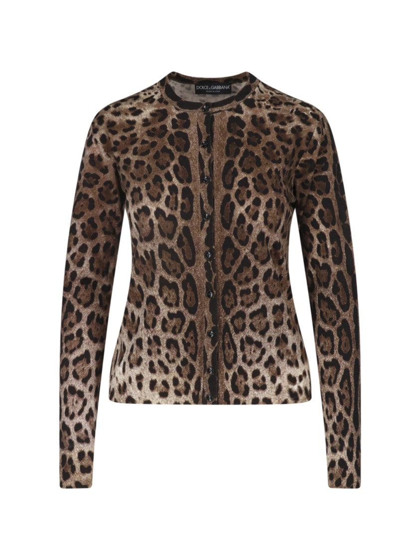 Dolce & Gabbana Animal Print Cardigan With Contrast Neckline
