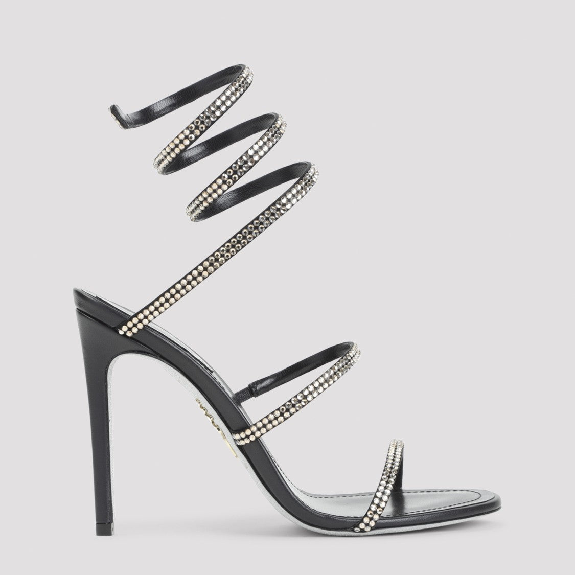 René Caovilla Strappy Black Leather Sandals