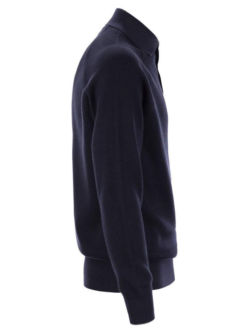 Brunello Cucinelli Cotton Rib Knit Polo Shirt