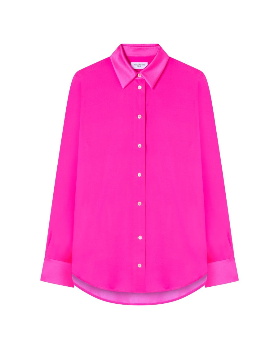 Serena Bute Silk Classic Shirt - Neon Pink