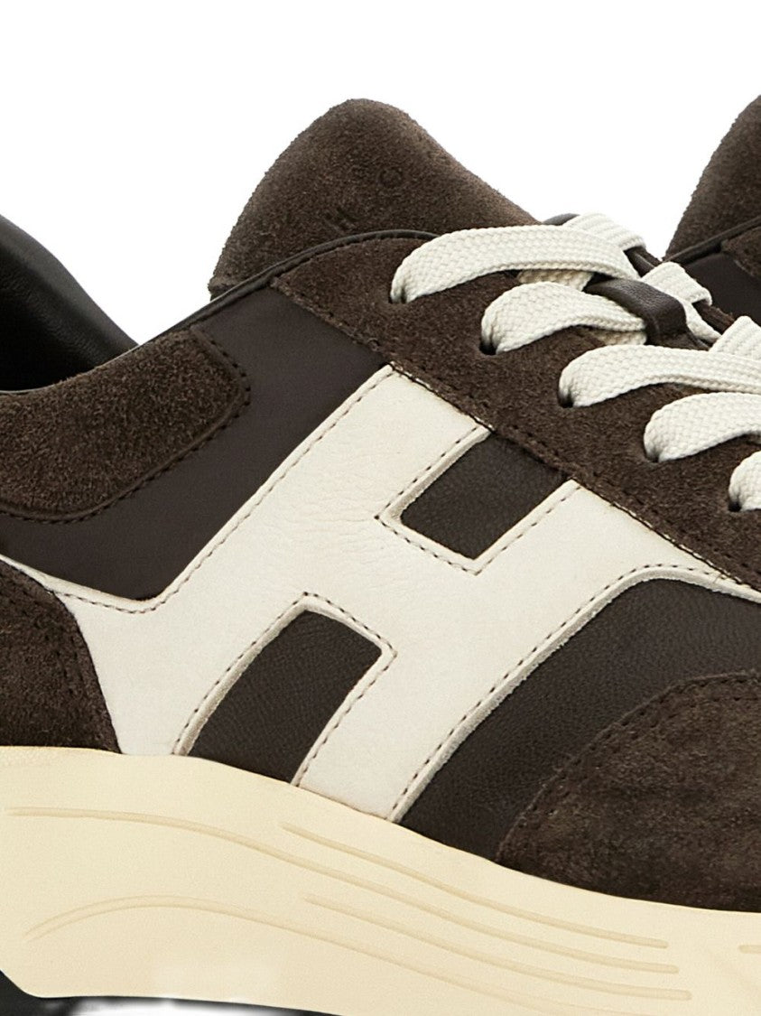 Hogan Coffee Brown Leather Sneakers With Memory Foam Insole